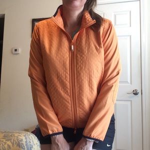 Oleg Cassini Sport squash blossom orange quilted zip up front athletic jacket M